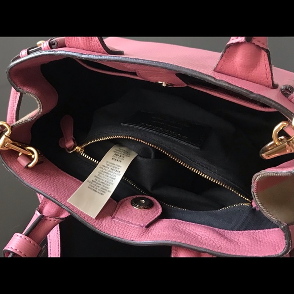Burberry Pink House Check Leather Small Banner Top Handle Bag - Picture 6 of 6